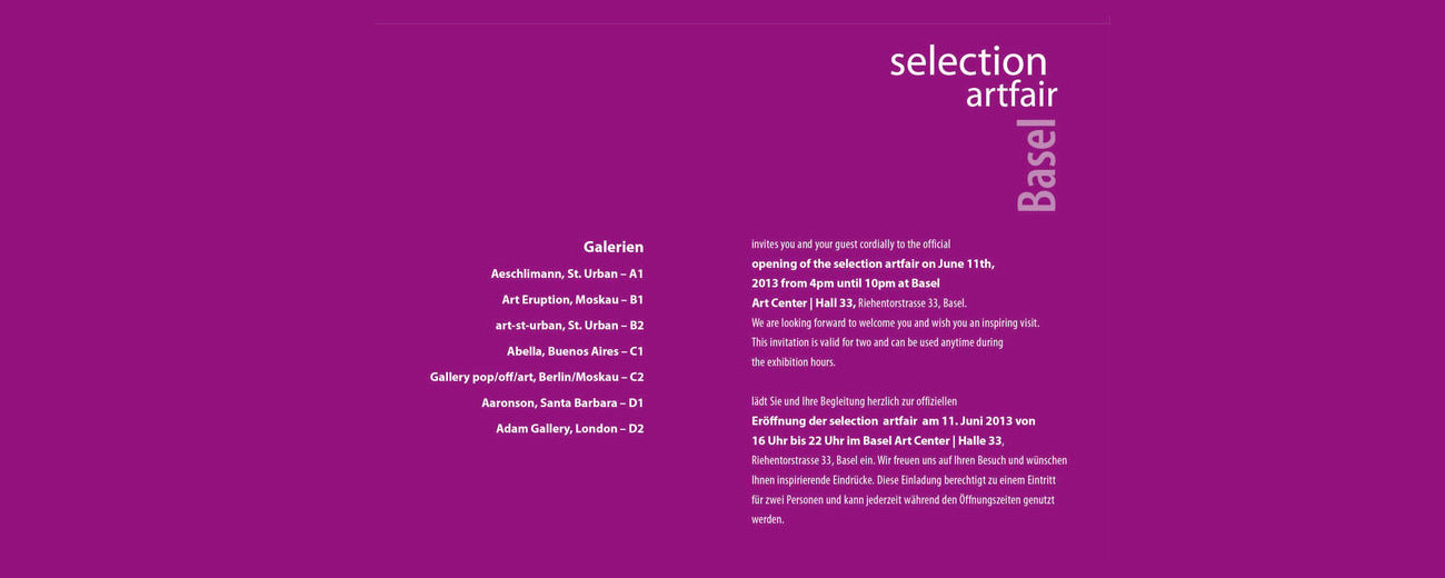 art-st-urban ist in Basel an der selection artfair!